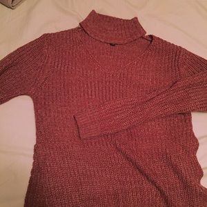 Pinkish Red Sweater with Built In Choker